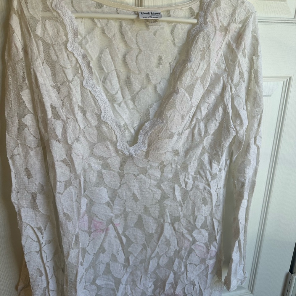 White Floral Lace Beach Cover Up